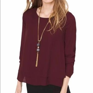 White House Black Market Deep Burgundy Blouse